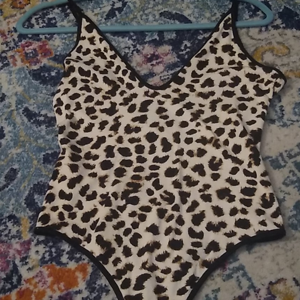 Express leopard thong bodysuit